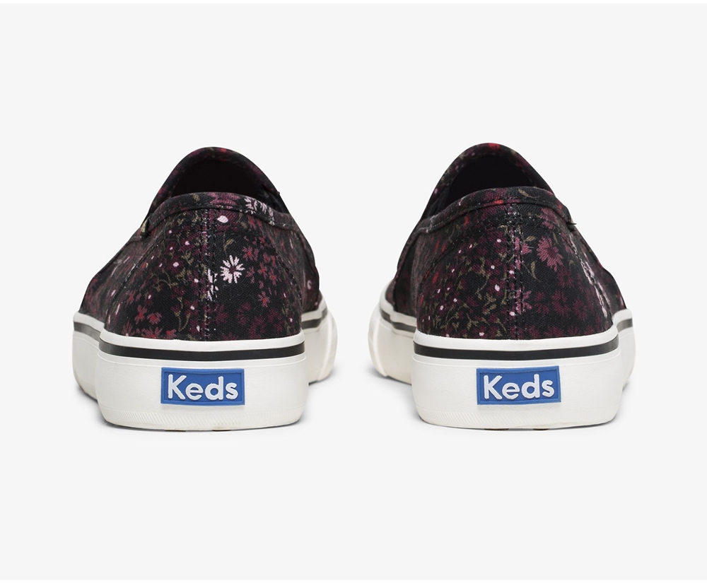 Slip Ons Keds Femme Noir/Multicolore - Washable Double Decker Floral - 153-LFRCQP